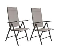 Lifetime Garden Lot De 2 Chaises De Jardin Santiago ¿ Chaise Pliante En Aluminium Et Textilène - Fauteuil De Jardin Réglables Sur 7 Positions ¿ Chaise Camping - Gris Gris