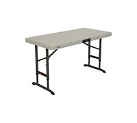 Lifetime Table Pliante rectangulaire Ajustable (Beige) 122cm Nesting / 4 Personnes ref 80823, Plastique, 122x61cm