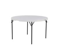 LIFETIME Table Pliante Ronde 122 cm (4ft) - Table de réception Robuste Pliable en Deux - Table en Plastique pour intérieur et extérieur - Gris/Blanc