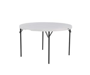 LIFETIME Table Pliante Ronde 122 cm (4ft) - Table de réception Robuste Pliable en Deux - Table en Plastique pour intérieur et extérieur - Gris/Blanc