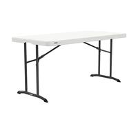 LIFETIME Table rectangulaire avec pieds rabattables 152 x 76 x 74 cm, plateau en polyéthylène HDPE blanc, structure en acier, convient pour l'intérieur et l'extérieur, facile à transporter et à ranger