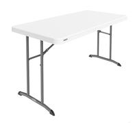 LIFETIME Table rectangulaire avec pieds rabattables 152 x 76 x 74 cm, plateau en polyéthylène HDPE blanc, structure en acier, convient pour l'intérieur et l'extérieur, facile à transporter et à ranger