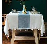 Lifetooler Nappe Rectangulaire Anti Tache Nappe Lin Coton Nappe de Table Nappe Impermeable Vintage Style Minimaliste pour Exterieur Jardin, Table Basse,Decoration Cuisine(140x300)