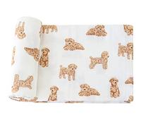 Lifetree Couverture d'emmaillotage pour bébé Chien, 70% Viscose de Bambou et 30% Mousseline de Coton, Couverture d'emmaillotage Neutre pour Nouveau-né, Taille L, 119,4 x 119,4 cm, Chiot Caniche