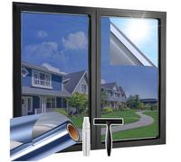 Lifetree Film Miroir pour Fenetre Électrostatique Bleu-Argenté 44,5x300cm | Miroir sans colle : Voir sans être vu, Anti-chaleur & UV, Réduit les reflets, Repositionnable, Toutes les surfaces vitrées