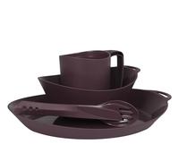 Lifeventure Ellipse Ensemble de vaisselle réutilisable 4 pièces : couteau/fourchette/cuillère, assiette, bol, tasse pour camping, voyage et extérieur Violet