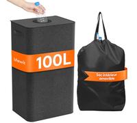 Lifewit 100L Collecteur de Bouteilles avec Couvercle, Poubelle Tri Selectif pour Plastique, Bouteilles Verre, Poubelle Exterieur de Recyclage avec Trou, Poubelle Cuisine Rangement, Gris Foncé