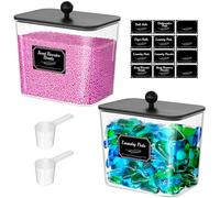 Lifewit 2700 ml Rangement Lessive en Capsules avec étiquettes et Cuillères, Récipient pour Poudre à Lessive avec Couvercle en Bambou, Boite Lessives, Rangement Buanderie Organisation, Noir, Lot de 2