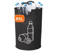 Lifewit 85L Classeur de bouteilles, poubelle différenciée pour papier déchiqueté, bouteilles en plastique et verre, collection différenciée avec poignée en aluminium, poubelle de cuisine, gris