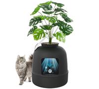 Lifewit Bac Litiere pour Chat avec Désodorisant et Filtre, Maisons de Toilette Chats pour Salon, Chambre à Coucher, Coins, Litiere Chat Fermé avec Fausse Plante, Pelle, 48 x 120 cm, Noir