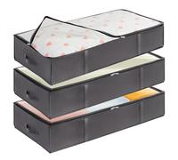 Lifewit Bacs de Rangement sous le Lit, Lot de 3, Sacs de Rangement pour Couvertures de Grande Capacité avec Poignée Renforcée, pour Couettes, Draps, Vêtements, Chambre à coucher, Placard, Gris
