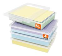 Lifewit Boite de Rangement A4 avec Couvercle, 5L Boite Rangement Document Papier, Boite Archives Carton Plastique, Boîtes de Stockage, Caisse de Rangement, Boite Classement, Transparent, 4 Pièces