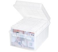 Lifewit Boîte de Rangement Photo 13x18cm 5R, 9 Boîtes Intérieures, Organisateur Photo pour Cartes, Photos, Tampons, Fournitures de Bureau avec 1 Feuille D'étiquettes Autocollante, Transparent