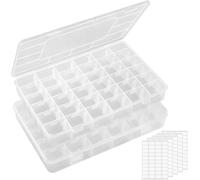 Lifewit Boite Rangement Plastique 2 Pièces, Petite Boite Rangement Perles avec Couvercle, Boites Rangements Compartiment Tiroir avec 36 Diviseurs Ajustables pour Diamond Painting, Bijoux, Vis