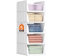 Lifewit Boîtes de Rangement pour Vêtements, Organisateur de Penderies Empilables, Blanc Bacs Individuels en Plastique, Idéal pour Placard de Cuisine, Armoire de Camping et Salle de Bain, 24L, Lot de 5