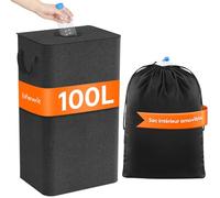 Lifewit Collecteur de Bouteilles avec Couvercle, Poubelle Tri Selectif pour Plastique, Bouteilles Verre, Poubelle Exterieur de Recyclage avec Trou, Poubelle Cuisine Rangement, 100 L, Gris Foncé