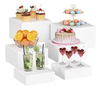 Lifewit Cube Presentoir Buffet, Présentoir Aperitif Buffet en Plastique, Supports pour Cupcakes pour Buffets, Mariages, Fêtes, Blanc, Lot de 6 (20/18/15 cm)