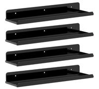 Lifewit Étagères Flottantes Murales, Lot de 4 en Acrylique Noir de 38 cm, Décoration d'Intérieur pour Livres/Disques Vinyle/Photos dans la Chambre, Le Salon, la Cuisine, Rangement et Organisation