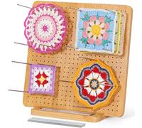 Lifewit Granny Square Spanner, 30 cm x 30 cm, planche de blocage avec 20 broches en acier inoxydable, tendeur de planche de blocage en bambou pour projets de tricot et de crochet, accessoires de