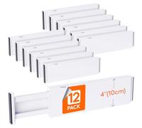 Lifewit Lot de 12 Séparateurs de Tiroir en Plastique 10 cm de Haut, Ajustable de 34 à 50 cm de Large Organisateurs de Tiroir Extensibles pour Vêtements, la Chambre/Salle de Bain/Cuisine/Bureau