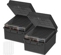Lifewit Lot de 2 boîtes de rangement noires 13 x 18 cm 5R, organiseur photo, 9 boîtes intérieures pour photos, cartes, images, tampons, fournitures de bureau, avec 1 feuille d'autocollants