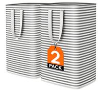 Lifewit Lot de 2 paniers à linge de 80 l - Grand panier à linge pliable - Avec poignées - Pour vêtements, serviettes, jouets - Noir