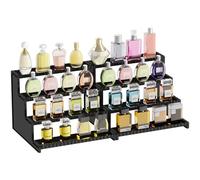 Lifewit Lot de 2 présentoirs de parfum noirs à 4 niveaux avec grille - En plastique - Pour maquillage, cupcake, dessert, épices, plan de travail, vanité, dressing - 30,48 cm
