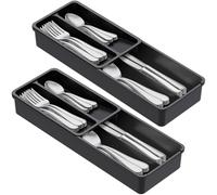 Lifewit Lot de 2 range-couverts compacts - 42 x 14,5 x 6 cm - Pour tiroirs - 4 compartiments - Panier à couverts - Tiroir à couverts - Organiseur de couverts de cuisine pour cuillères, fourchettes