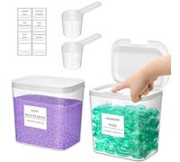 Lifewit Lot de 2 Rangement Lessive Liquide en Capsules avec étiquettes et Cuillères, Récipient pour Poudre à Lessive avec Couvercle à Pression, Boite Lessive, Rangement Buanderie Organisation