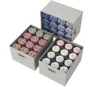 Lifewit Lot de 3 Boite Rangement Vetement Pliable avec 12 Compartiments, Organisateur Armoire, Boîte de Rangement Tiroir, Armoire Rangement pour Vetements, Pantalons, Pull, 43 X 33 X 24 cm, Gris