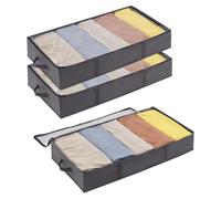 Lifewit Lot de 3 Boites Rangement Vetement Sous Lit, Sacs de Rangement pliable de Grande Capacité avec Poignée Renforcée, Bac de rangement pour Couettes, Draps, Vêtements, Chaussures, 65L, Gris