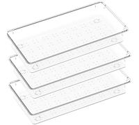 Lifewit Lot de 3 Organisateurs de Tiroirs en Transparent, Rangement Tiroir Diviseur de Tiroir Plateau pour Papeterie Maquillage Bijoux, dans la Cuisine Chambre à Coucher Salle de Bain et le Bureau