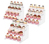 Lifewit Lot de 3 présentoirs transparents à 4 niveaux pour cupcakes, desserts, figurines, pour vacances, anniversaire, décoration de fête de mariage, 30,5 cm