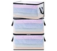 Lifewit Lot de 3 Sac Rangement Vetement Transparent 60L, Sac de Rangement en PP, Boite Rangement Pliable avec Poignées, Housse de Couette pour Demenagement, Vêtements, Couvertures, Jouets