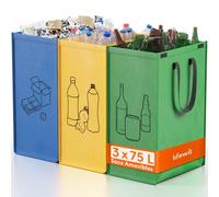 Lifewit Lot de 3 Sac Tri Selectif, Systèmes de Tri des Déchets, Poubelles Recyclage de 3 Couleurs pour Papiers, Carton, Plastiques, Verre, Bouteilles, Bac de Tri pour Cuisine, Exterieur, 75 L