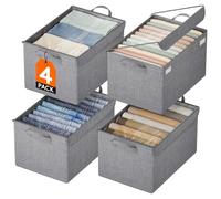 Lifewit Lot de 4 Boite Rangement en Oxford avec Couvercle Transparent, Rangement Dressing Armoire, Panier Rangement Pliable, Organisateur Placard, Vetement, Couverture, Livre, Jouet, Gris Clair, Moyen