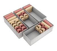Lifewit Lot de 4 Rangement Tiroir, Organisateur Tiroir en Tissu, Separateur Tiroir Pliable, Boite Rangement Vetement pour Sous-Vetements, Vêtements d'enfant, Cravates, Chaussettes, Gris Clair