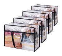 Lifewit Lot de 4 Sac de Rangement Transparent 60L, Sac Rangement Vetement en PVC, Housse de Couette Pliable avec Poignées, Boite rangement pour Demenagement, Vêtements, Couvertures, Jouets, Livres
