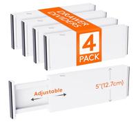 Lifewit Lot de 4 Séparateurs de Tiroirs en Plastique, 12,7 cm de Haut, 34,3-55,9 cm, Organisateurs de Tiroirs ajustables pour Vêtements, Chambre/Salle de Bain/Cuisine/Bureau Organisation et Rangement
