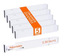 Lifewit Lot de 5 Séparateurs de Tiroirs de Cuisine, 6cm de hauteur, 40,6-55,9cm, Organisateurs de Tiroirs en Plastique pour Ustensiles/Vêtements/Maquillage, Dressing/Chambre/Salle de bain/Bureau