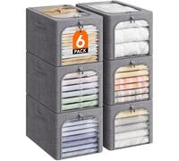 Lifewit Lot de 6 Boite de Rangement Robuste avec Cadre en Métal, Sac de Rangement Pliable avec Fenêtre Transparente, Bac Rangement Sous Lit, Organisateur Placard pour Vêtements, Couvertures, 40L
