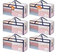 Lifewit Lot de 6 Grands Sacs Rangement Vetement 110 L, Sac Demenagement avec Poignées, Housse Rangement Couette, Boite Rangement Pliable, Transparent