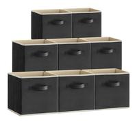 Lifewit Lot de 8 Cubes de Rangement, Caisses Rangement, Paniers Rangement Pliables en Tissu, Boites de Rangement avec Poignées, Organisateurs pour Vetements, Jouets, 30 x 30 x 30 cm, Noir