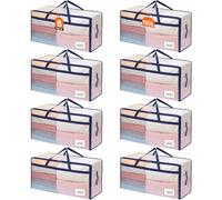 Lifewit Lot de 8 Grands Sacs Rangement Vetement 110 L, Sac Demenagement avec Poignées, Housse Rangement Couette, Boite Rangement Pliable, Transparent