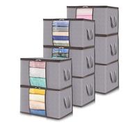 Lifewit Lot de 8 Sac Rangement Vetement 50L, Boite Rangement Pliable avec Poignées Renforcées, Housse de Rangement Couette, Caisse Rangement Sous Lit pour Vêtements, Couvertures, Jouets, Gris Clair