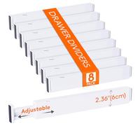 Lifewit Lot de 8 Séparateurs de Tiroirs de Cuisine, 6cm de hauteur, 40,6-55,9cm, Organisateurs de Tiroirs en Plastique pour Ustensiles/Vêtements/Maquillage, Dressing/Chambre/Salle de bain/Bureau