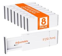 Lifewit Lot de 8 Séparateurs de Tiroirs en Plastique, 12,7 cm de Haut, 34,3-55,9 cm, Organisateurs de Tiroirs ajustables pour Vêtements, Chambre/Salle de Bain/Cuisine/Bureau Organisation et Rangement