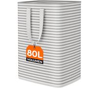 Lifewit Panier a Linge, Grande Corbeille a Linge Pliable et Imperméable avec Poignées, Laundry Basket, Bac Linge Sale pour Vetements, Chambre, Gris, 80 L