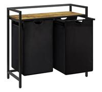 Lifewit Panier a Linge, Meuble Linge Sale avec Étagère en Métal, Corbeille a Linge, Bac à Linge pour Buanderie, Chambres, Salles de Bains, Dortoirs, 95 L, Noir