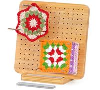 Lifewit Planche de Blocage Crochet avec 20 Crochets, 19,6 cm Bloqueur de Carrés en Bambou pour les Projets de Tricot et de Crochet, Accessoires de Crochet, Cadeaux pour les Crocheteurs